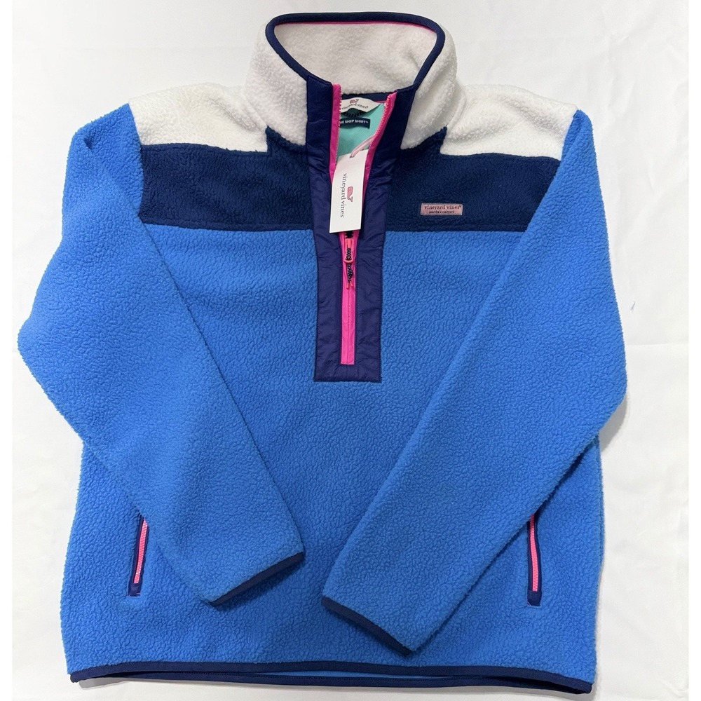 NWT Vineyard Vines Shep Shirt Pop Sherpa Supershep Fleece Pullover Womens L